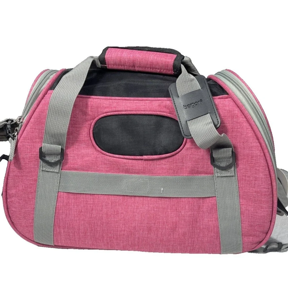 Bergan Small Pet Carrier Dog Cat Up To 10lbs Heather Berry Soft Travel Bag